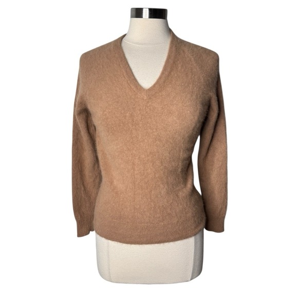 Vintage Parkhurst Canada Angora Lambswool Blend V-Neck Tan...